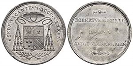 PAPALI - Sede Vacante (1846) - Medaglia - 1846 Ø: 33 mm. - (MB g. 14,12) RRR Boccia 104; Bart. SV-5 Uditore Generale della Reverenda Camera Apostolica Monsignore Roberto Roberti Due graffi al R/ - SPL+/BB+