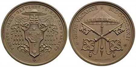 PAPALI - Sede Vacante (1922) - Medaglia - 1922 Opus: Mistruzzi Ø: 39 mm. - (AE g. 22,88) R Boccia 114; Bart. p. 348 Camerlengo Cardinale Pietro Gasparri - FDC