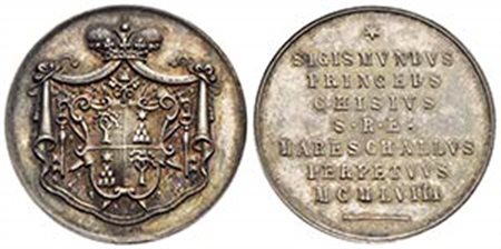 PAPALI - Sede Vacante (1958) - Medaglia - 1958 Opus: Pasinati Ø: 28 mm. - (AG g. 12,12) R Boccia 123; Bart. p. 388 Maresciallo perpetuo Principe Sigismondo Chigi Stupenda patina - FDC