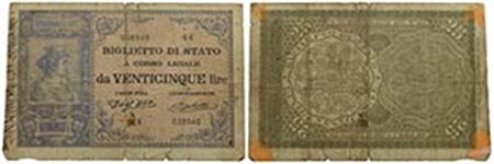 BIGLIETTI DI STATO - Umberto I (1878-1900) - 25 Lire - 21/07/1895 - RRRRR Alfa 95; Lireuro 20A Dell'Ara/Righetti; con matrice laterale Residui colla agli angoli al R/ - Strappetti - Pressata - qBB