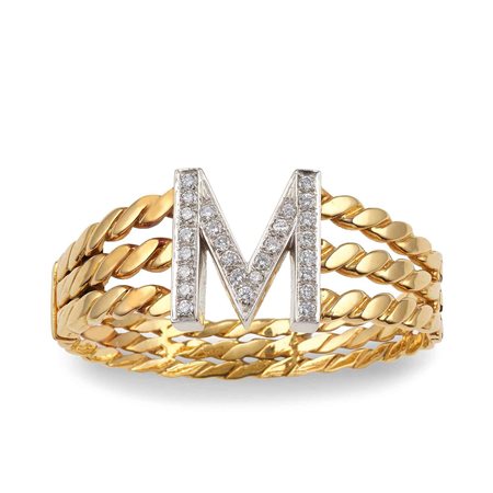 Bracciale rigido con iniziale e diamanti