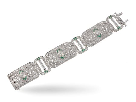 Bracciale con diamanti e smeraldi