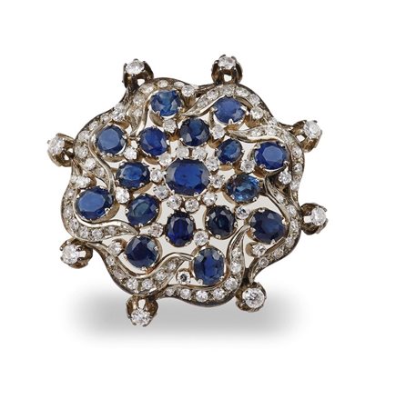 Spilla con zaffiri e diamanti