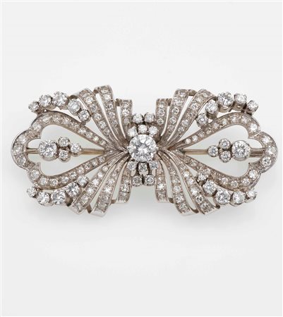 Spilla con diamanti taglio brillante e diamanti taglio huit-huit