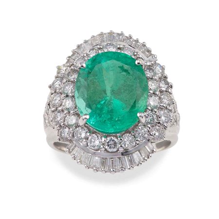 Anello con smeraldo Colombia e diamanti