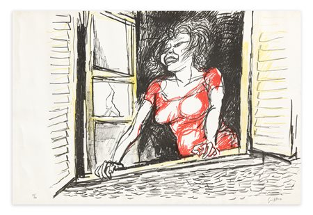 RENATO GUTTUSO (1912-1987) - Donna alla finestra, 1961
