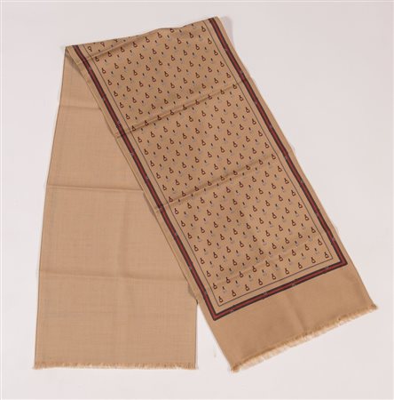 ANONIMO Sciarpa maschile in lana e seta sui toni del beige con motivo a...