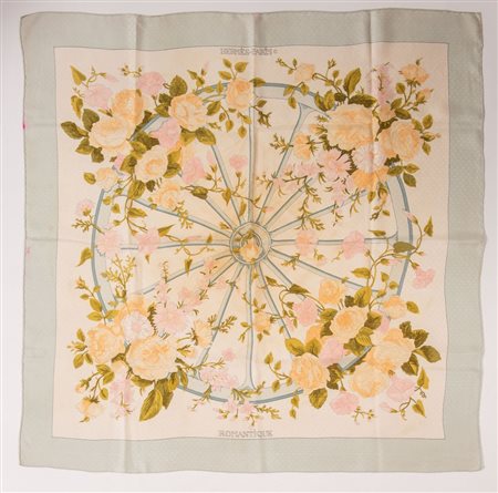HERMÈS Foulard in seta smerigliata "Romantique" by Maurice Tranchan, 1981. Cm...