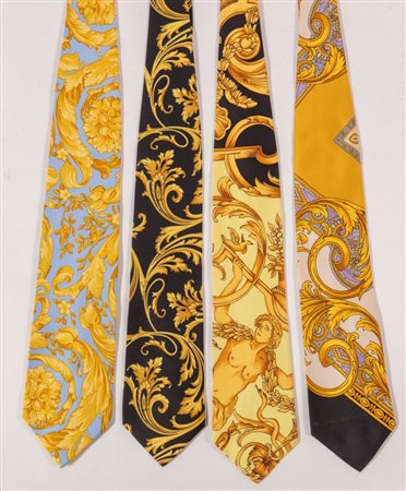 GIANNI VERSACE Lotto composto da quattro cravatte in seta di diversi colori e...