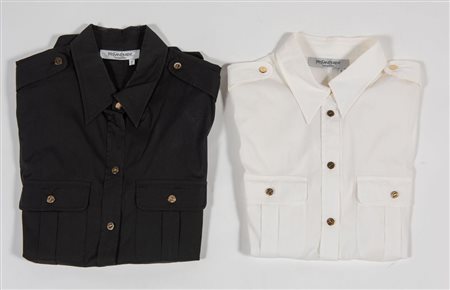 YVES SAINT LAURENT Rive gauche Lotto composto da due camicie in cotone sui...
