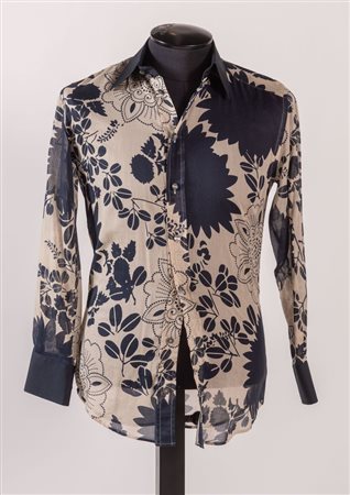 DOLCE&GABBANA Camicia in cotone a fantasia floreale sui toni del blu e del...