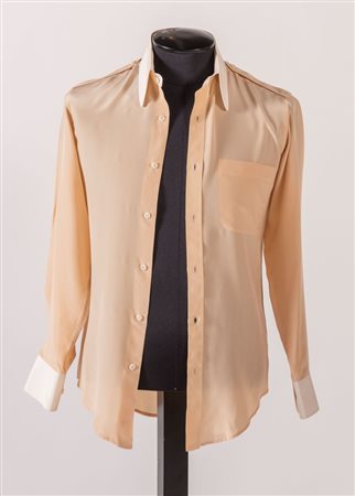 YVES SAINT LAURENT Rive gauche Camicia in seta sui toni del cipria e del...