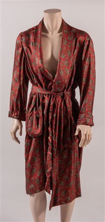 ERREDIECI Vestaglia in seta con cintura con motivo cachemire sui toni del...