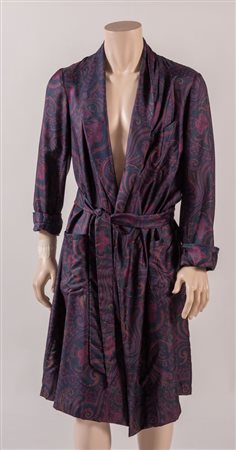 ERREDIECI Vestaglia in seta con cintura con motivo cachemire sui toni del...