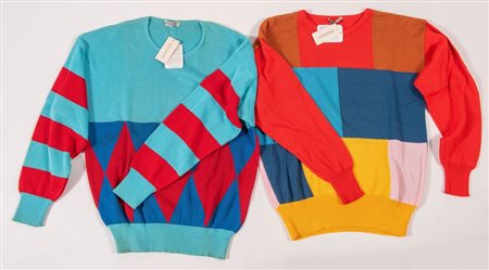 DI LAURIANO Lotto composto da due maglioncini in cotone multicolore disegnati...