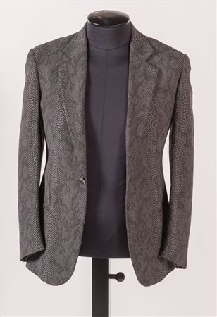 GIORGIO ARMANI Giacca in viscosa con fantasia pitone sui toni del grigio e...