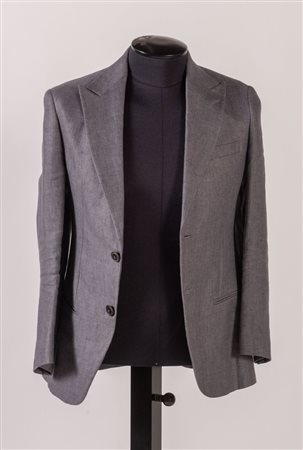 GIORGIO ARMANI Giacca in lino e cotone grigia. Reca taglia 48. Interno...