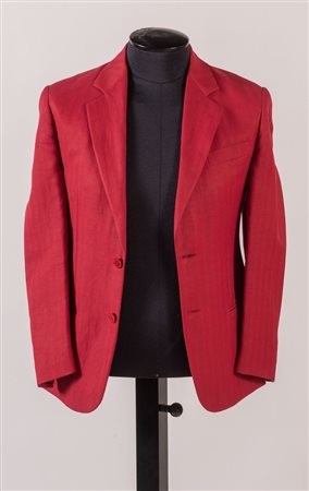 GIORGIO ARMANI Giacca in fibra di ramia rossa. Riporta taglia 48. Interno...