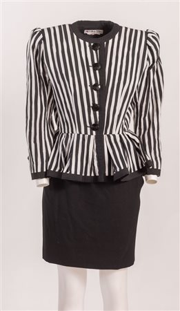 SAINT LAURENT Rive gauche Tailleur in seta sui toni del bianco e del nero...