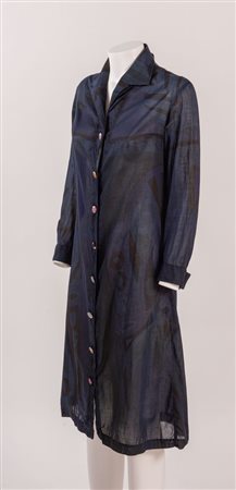 EMILIO PUCCI Abito midi in cotone leggero sui toni del blu e bottoni...