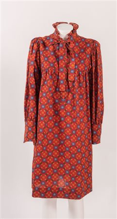 SAINT LAURENT Rive gauche Abito in cotone con fantasia multicolore. Riporta...