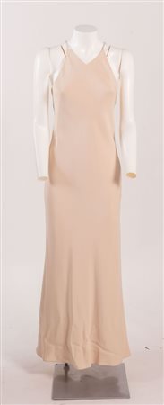 VERSACE attribuito Abito lungo in seta color panna. Taglia non riportata: 40...