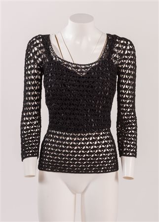 DOLCE & GABBANA Set composto da bustino nero semi lucido e top a maniche...