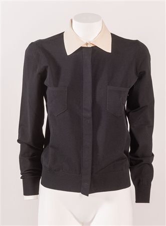 GIORGIO ARMANI Cardigan a maniche lunghe in viscosa sui toni del nero con...