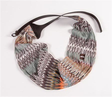 MISSONI Cintura in tessuto morbido multicolore con rifiniture in pelle....