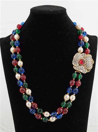 VALENTINO Collier a doppio filo realizzato con perle sintetiche bianche e...