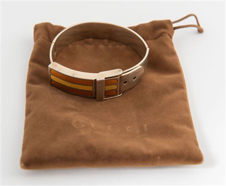 GUCCI Bracciale rigido in argento 925 dorato e smaltato. Collezione disegnata...