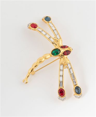 KENNETH JAY LANE Spilla a forma di libellula in metallo dorato arrichita da...