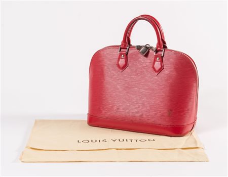 LOUIS VUITTON Borsa a mano modello Alma in pelle epi rossa con rifiniture in...