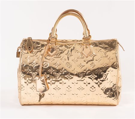LOUIS VUITTON Borsa a mano modello Speedy in tela monogram vernis oro....