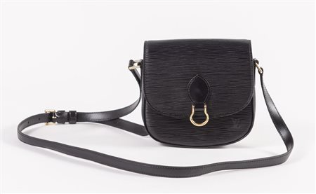 LOUIS VUITTON Borsa a tracolla modello Saint Cloud in pelle taiga nera con...