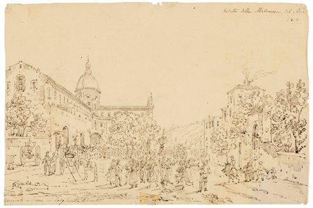 Antonio Senape (Roma 1788-Napoli 1850)  - Napoli, la chiesa della Madonna dell'Arco, 1818