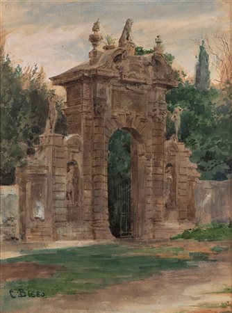 Cesare Biseo (Roma 1843-1909)  - Frascati, il portale di Villa Falconieri