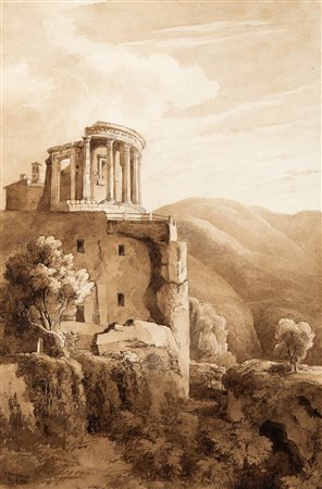 Thomas Dessoulavy (Londra 1801-Roma 1869)  - Tivoli, il tempio della Sibilla, 1831