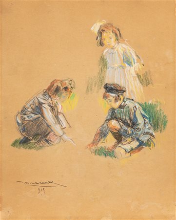 Alfredo Vaccari (Torino 1877-1933)  - La ricreazione, 1919