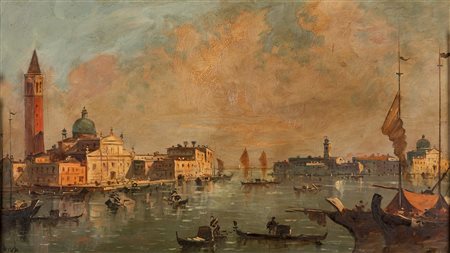 G. Riva (Scuola italiana del XX secolo) - Venezia, San Giorgio Maggiore e la Giudecca
