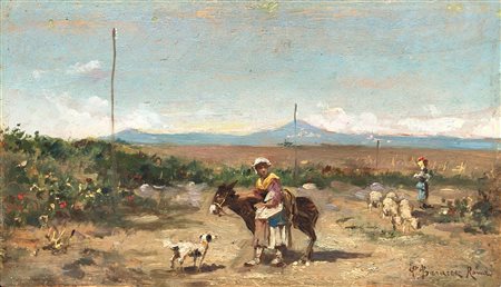 Pietro Barucci (Roma 1845-1917)  - Paesaggio campestre
