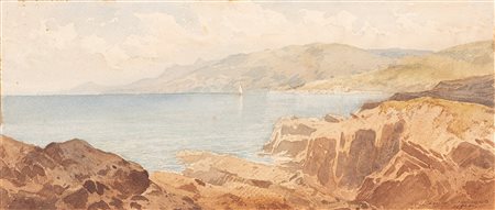 Giacinto Corsi di Bosnasco (Torino 1829-1909)  - Veduta di costa ligure