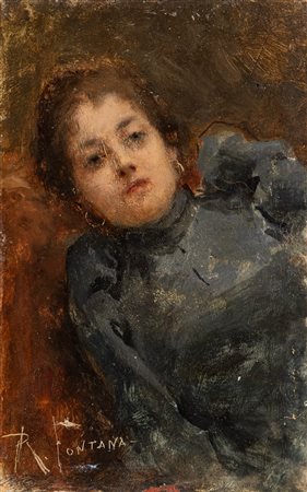 Roberto Fontana (Milano 1844-1907)  - Ritratto di giovane donna