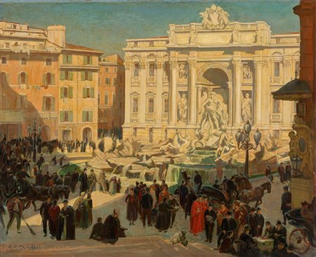 Charles Ernest Cundall (Stretford 1890-Chelsea 1971)  - Roma, la Fontana di Trevi