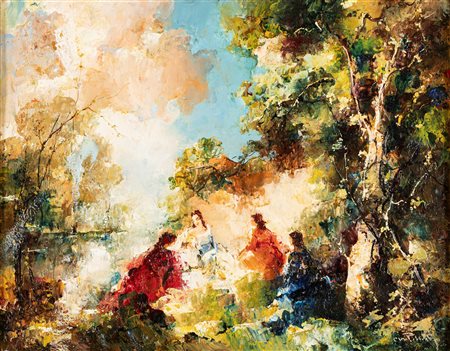 Mario Pobbiati (Milano 1887-1956)  - Al parco