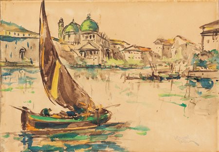 Vittore Zanetti Zilla (Venezia 1864-Milano 1946)  - Scorcio veneziano