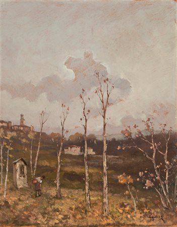 Lorenzo Gignous (Modena 1862-Porto Ceresio 1958)  - L'edicola votiva verso il Lago Maggiore