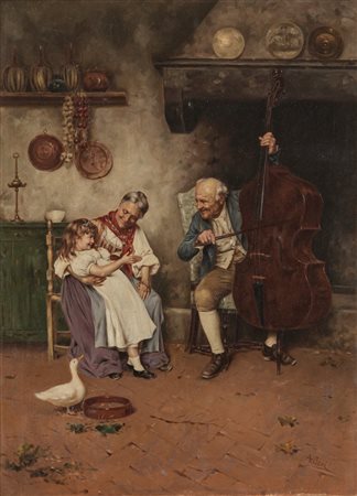 Alessandro Sani (Firenze 1856-1927)  - Il contrabbasso del nonno