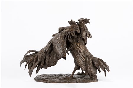 Italo Griselli (Montescudaio 1880-Firenze 1958)  - Scontro tra galli