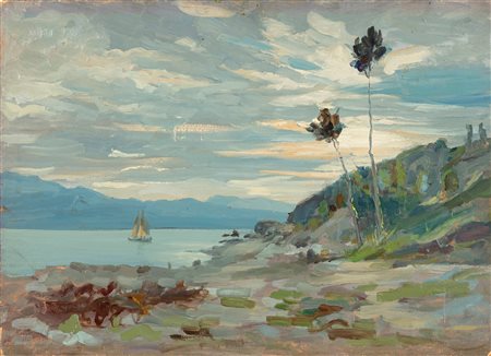 Arturo Verni (Brescia 1891-1960)  - Scorcio del lago di Garda